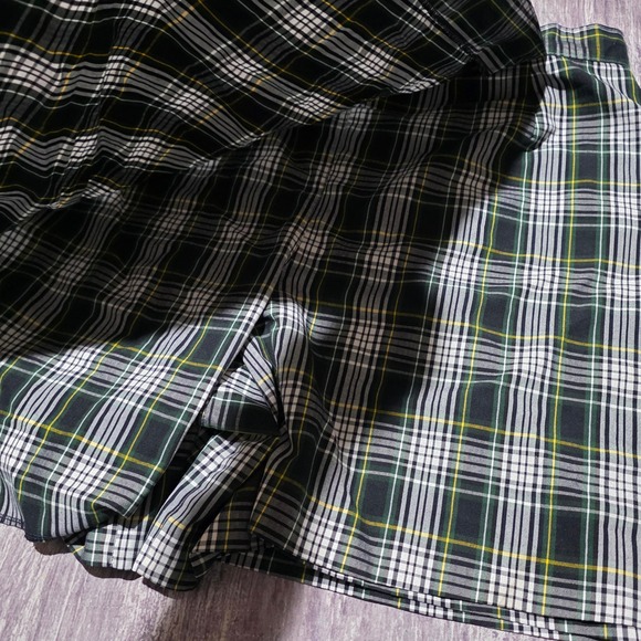 DENNIS JUNIOR Plaid Skirt Women's Green White Yellow Button Detail Schoolgirl - Picture 9 of 12